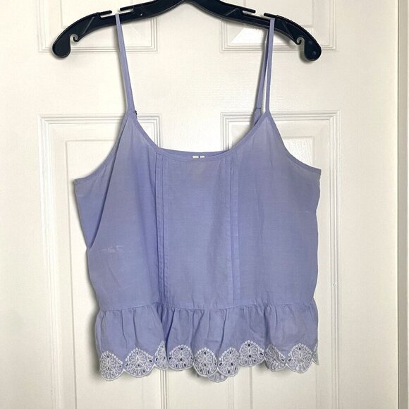 Frenchi Tops - Frenchi Blue Crop Cami Ruffled Hem Size Large Casual Feminine Summer As Is